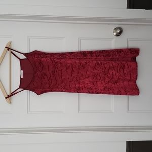 Vintage Crushed Velvet Mini-dress - Size M - Cherry Red